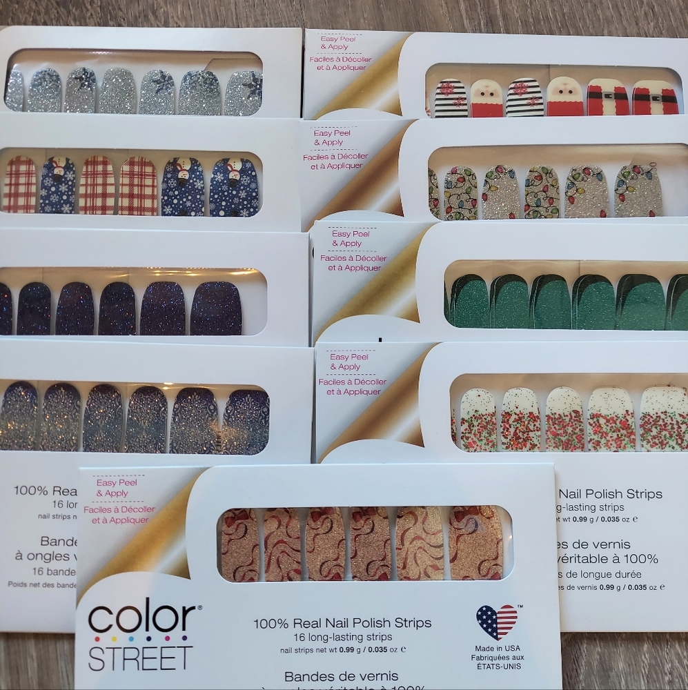 Christmas winter holiday color street nails lot of 9